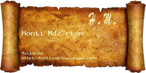 Honti Márton névjegykártya